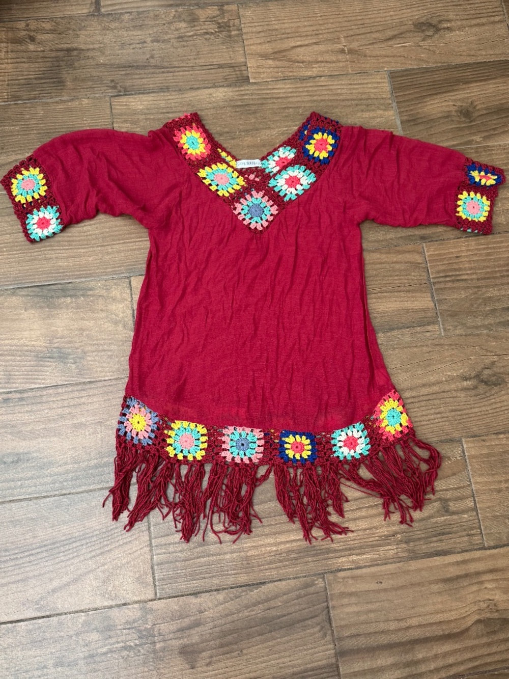 OUBAILI Colorful Crochet Fringe Swim Cover-Up - Medium